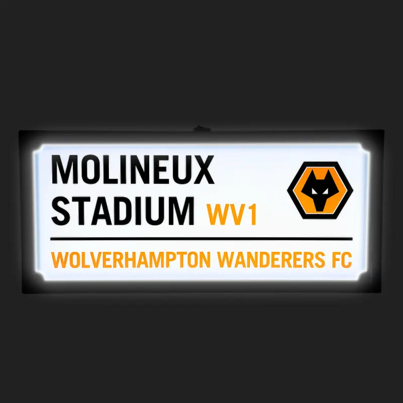 Wolverhampton Wanderers Store | Shop Official Street Sign Light Box Wolves Gear